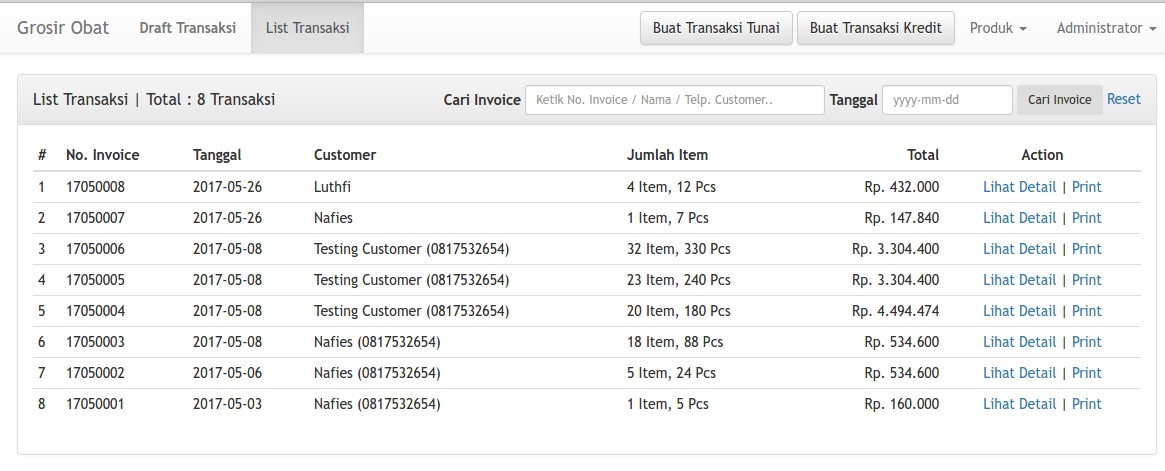 List Transaksi List Transaksi